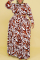 Tangerine Red Fashion Casual Print Patchwork O Neck Plus Size Two Pieces