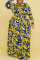 Yellow Blue Fashion Casual Print Patchwork O Neck Plus Size Two Pieces