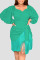 Blue Casual Solid Tassel Patchwork Asymmetrical V Neck Straight Dresses
