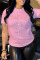 Pink Fashion Casual Patchwork Hot Drill O Neck T-Shirts