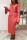 Watermelon Red Fashion Casual Solid Patchwork V Neck Long Sleeve Dresses