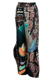 Purple Casual Print Patchwork High Waist Straight Positioning Print Bottoms