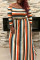 Multicolor Fashion Casual Striped Print Patchwork O Neck Long Sleeve Plus Size Dresses