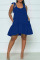 Blue Casual Solid Bandage Patchwork Spaghetti Strap A Line Dresses