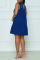 Blue Casual Solid Bandage Patchwork Spaghetti Strap A Line Dresses
