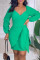 Green Fashion Casual Solid Patchwork V Neck Long Sleeve Dresses
