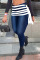 Light Blue Casual Solid Patchwork Strap Design High Waist Denim Jeans