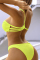 Yellow Fashion Sexy Solid Hollowed Out Patchwork Backless Swimwears (With Paddings)