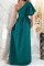 Green Sexy Elegant Solid Patchwork Slit Oblique Collar Straight Dresses