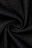 Black Casual Print Patchwork V Neck Plus Size Jumpsuits