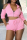 Pink Casual Solid Patchwork Hooded Collar Short Sleeve Two Pieces