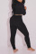 Black Casual Sportswear Solid Patchwork Turtleneck Long Sleeve Two Pieces