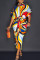 Yellow Fashion Casual Print Patchwork Turndown Collar Shirt Dress
