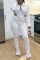 White Fashion Casual Solid Bandage Hollowed Out Turndown Collar Long Sleeve Two Pieces