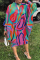 Apricot Fashion Casual Print Hollowed Out Half A Turtleneck Long Sleeve Dresses