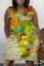 Multicolor Fashion Casual Print Patchwork V Neck Sleeveless Plus Size Dress