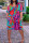 Multicolor Fashion Casual Plus Size Print Patchwork V Neck Short Sleeve Dress