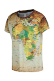 Multicolor Fashion Casual Print Patchwork O Neck T-Shirts