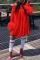 Red Casual Solid Patchwork Flounce Off the Shoulder Dresses