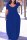 Blue Fashion Casual Plus Size Solid Patchwork V Neck Short Sleeve Dress