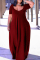 Red Fashion Casual Plus Size Solid Patchwork V Neck Short Sleeve Dress