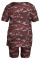 Red Casual Print Camouflage Print Patchwork V Neck Plus Size Two Pieces