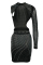 Black Fashion Sexy Patchwork Hot Drilling Backless O Neck Irregular Dress