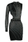 Black Fashion Sexy Patchwork Hot Drilling Backless O Neck Irregular Dress