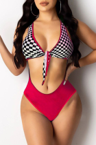 Red Sexy Printed One-piece Swimsuit
