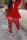 Red Sexy Street Solid Hollowed Out Patchwork Buttons Turn-back Collar Two Pieces