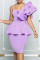Purple Fashion Sexy Formal Solid Patchwork Backless Oblique Collar Evening Dress