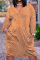 Orange Fashion Casual Print Patchwork V Neck Long Sleeve Dresses