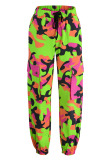 Camouflage Casual Street Print Camouflage Print Patchwork High Waist Pencil Full Print Bottoms