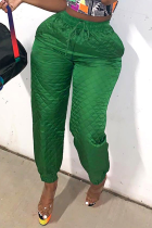 Green Casual Solid Patchwork Harlan High Waist Harlan Solid Color Bottoms