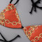 Tangerine Red Sexy Print Bandage Patchwork 3 Piece Sets