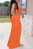 Orange Sexy Fashion Tight Sleeveless Dress