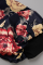 Black Fashion Print Patchwork O Neck Pencil Skirt Dresses