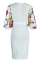 White Fashion Print Patchwork O Neck Pencil Skirt Dresses