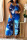 Blue Casual Print Patchwork U Neck Plus Size Jumpsuits