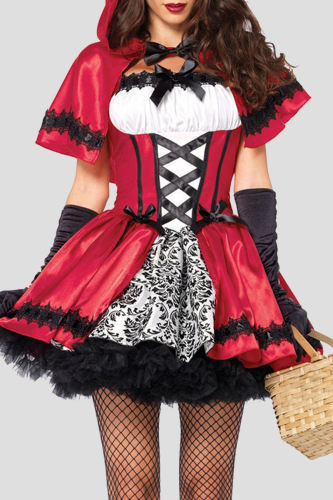 Red Halloween Red Riding Hood Costume Cosplay Ball Party Hooded Dress Suit
