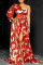 Red Fashion Sexy Formal Print Backless Oblique Collar Evening Dress Dresses