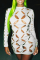 White Sexy Solid Hollowed Out O Neck Pencil Skirt Dresses
