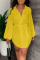 Yellow Casual Solid Patchwork With Belt V Neck Straight Dresses