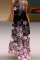 Pink Purple Casual Elegant Print Patchwork V Neck Straight Dresses