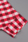 Black Casual Plaid Print Patchwork Asymmetrical Oblique Collar Tops