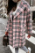 Pink Fashion Casual Plaid Print Patchwork Cardigan Turn-back Collar Outerwear