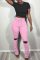 Pink Fashion Casual Solid Ripped Fold Skinny High Waist Trousers