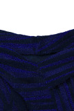 Blue Sexy Patchwork Off the Shoulder Off The Shoulder Dresses
