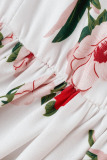 White Sweet Elegant Print Patchwork Spaghetti Strap A Line Dresses