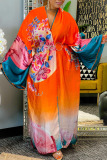 Tangerine Fashion Casual Print Patchwork Outerwear